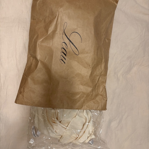 Leau Celine Corset Drape Satin Gown Ivory Large - Picture 6 of 6